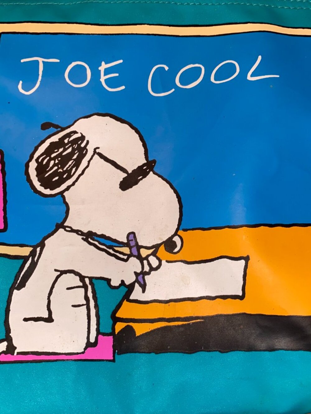 Vintage 90s Peanuts Snoopy Joe Cool colorful vinyl backpack book bag - Picture 2 of 6